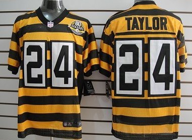 Nike Elite Jersey Pittsburgh Steelers 24 Ike Taylor Yellow With Black Throwback 80TH
